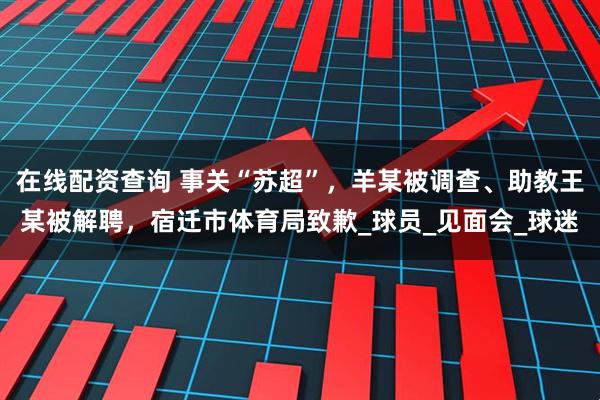 在线配资查询 事关“苏超”，羊某被调查、助教王某被解聘，宿迁市体育局致歉_球员_见面会_球迷